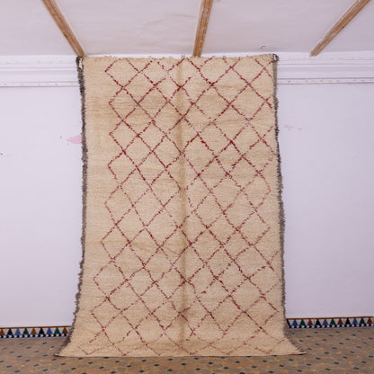 Vintage Moroccan Berber Rug – Handwoven Wool Carpet with Red Diamond Patterns ; 11,98 ft / 6,23 ft
