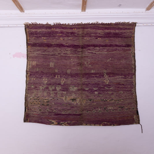 Vintage Moroccan Berber Rug – Deep Purple & Earthy Tones – Handwoven Wool Carpet – Authentic Bohemian Decor