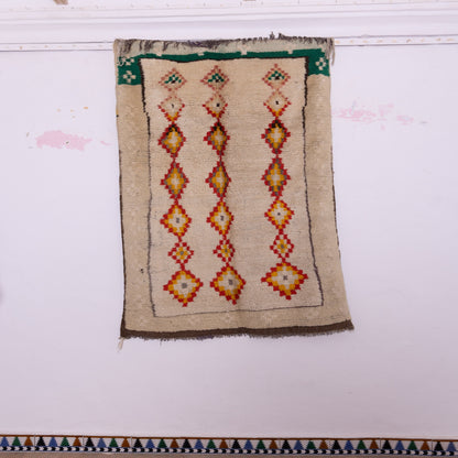 Vintage Moroccan Azilal Runner - Diamond Chain Motif - Handwoven Tribal Wool Rug