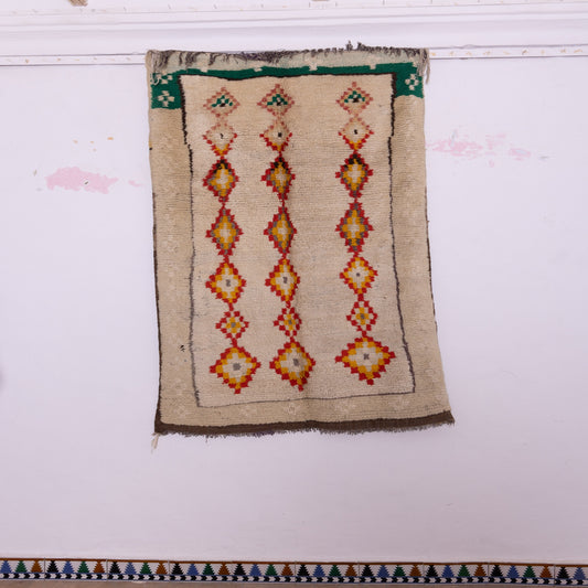 Vintage Moroccan Azilal Runner - Diamond Chain Motif - Handwoven Tribal Wool Rug