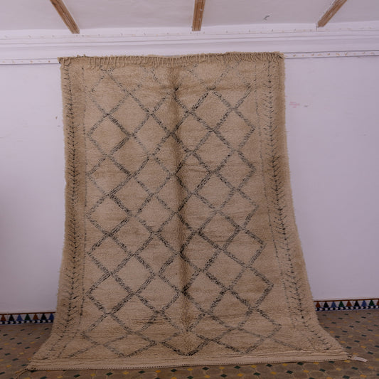Large Vintage Moroccan Beni Ourain Rug - Authentic Handwoven Wool Carpet