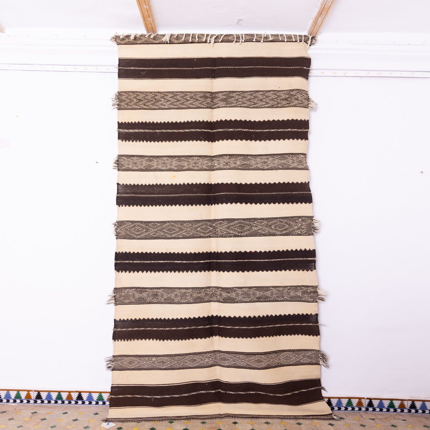 Handwoven Moroccan Akhnif Rug – Authentic Berber Wool Carpet ; 11,48 ft / 4,59 ft