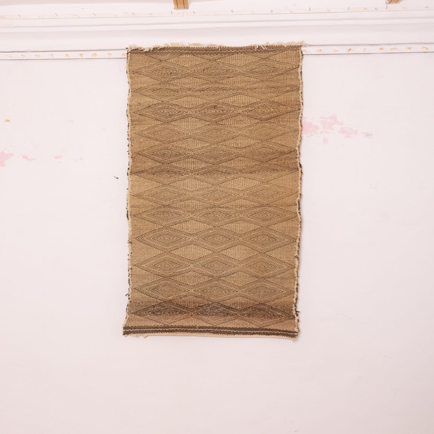 Natural Wool Corridor Runner - Handwoven Moroccan Rug in Beige & Brown