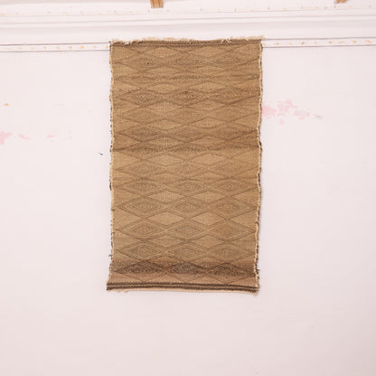 Natural Wool Corridor Runner - Handwoven Moroccan Rug in Beige & Brown