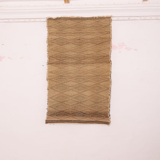 Natural Wool Corridor Runner - Handwoven Moroccan Rug in Beige & Brown