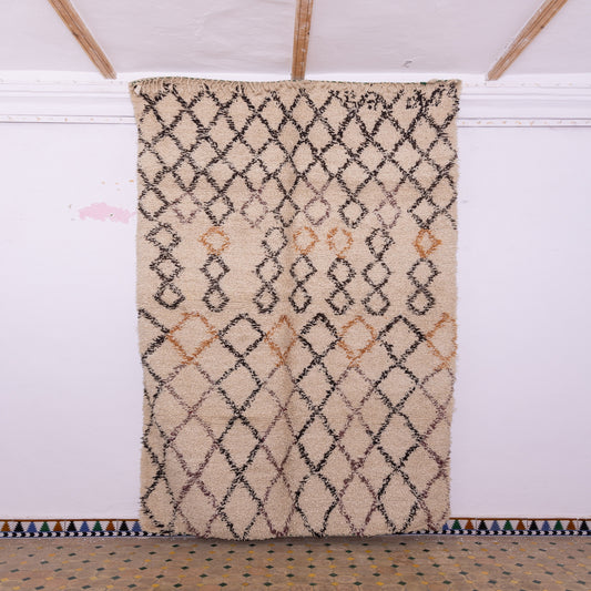 Vintage Moroccan Wool Rug – Authentic Handwoven Beni Ourain Berber Carpet