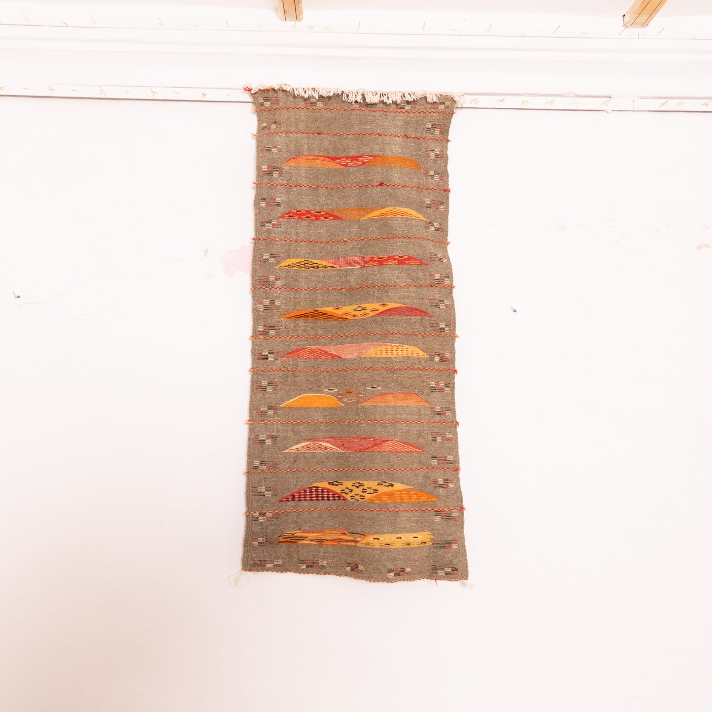 Moroccan Corridor Rug - Handwoven Runner - Earth Tones with Dune Motif