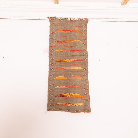 Moroccan Corridor Rug - Handwoven Runner - Earth Tones with Dune Motif