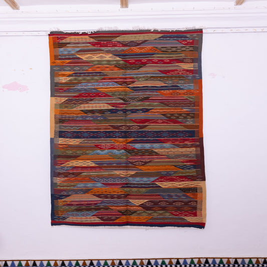 Handwoven Moroccan Akhnif Rug – Intricate Berber Wool & Cotton Carpet