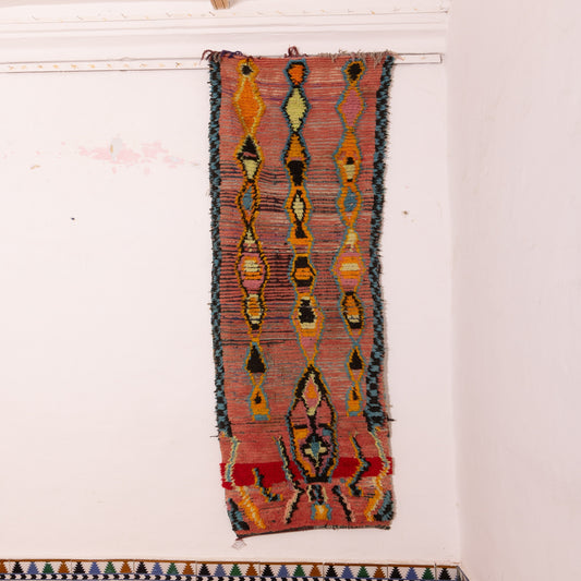 Vintage Moroccan Corridor Rug - Tribal Runner with Geometric Medallions