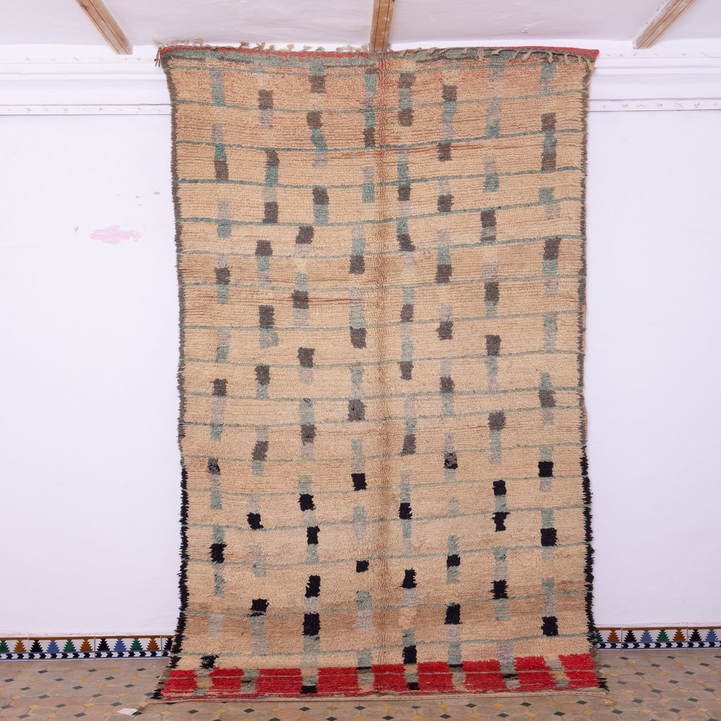 Vintage Moroccan Talsint Rug | Handwoven Geometric Wool Carpet ; 12,30 ft / 5,58 ft