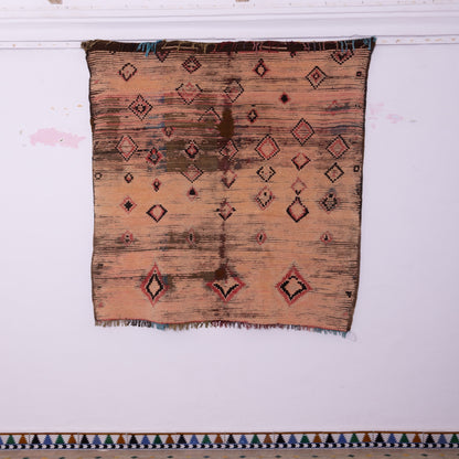 Vintage Moroccan Boujad Rug – Handwoven Wool with Tribal Diamond Patterns – Authentic Berber Art