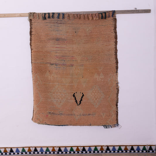 Vintage Moroccan Boujad Rug – Minimalist Berber Design in Earthy Tones – Handwoven Wool
