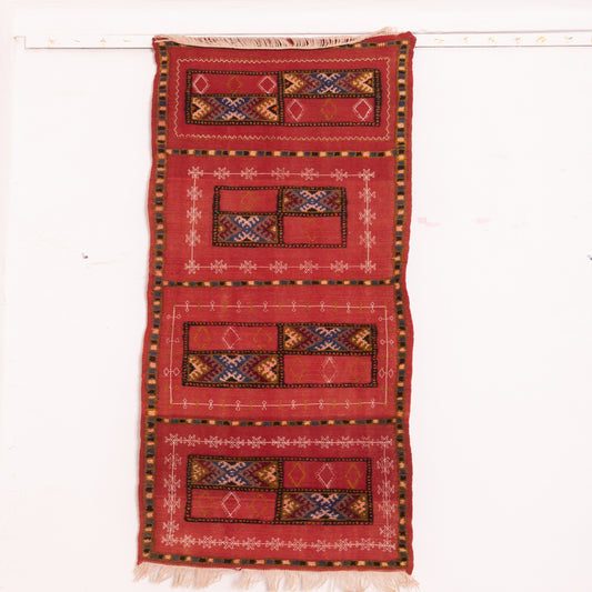 Moroccan Corridor Rug - Traditional Red Runner - Handwoven Berber Style