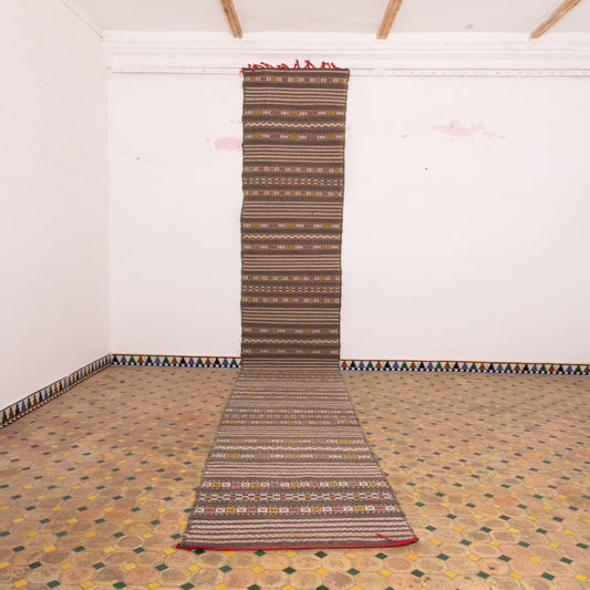 Moroccan Corridor Runner Rug - Multicolor Geometric - 100% Wool