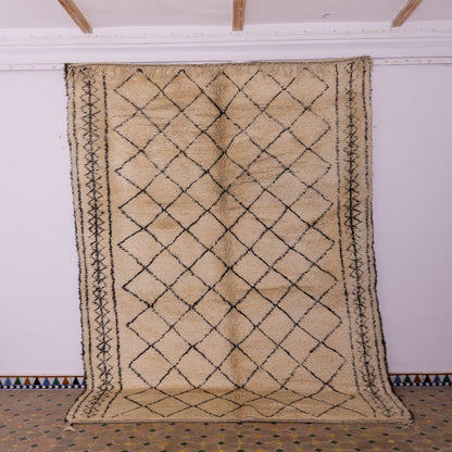Handwoven Moroccan Beni Ourain Rug | Authentic Wool Berber Carpet | Timeless Elegance ; 12,14 ft / 7,05 ft