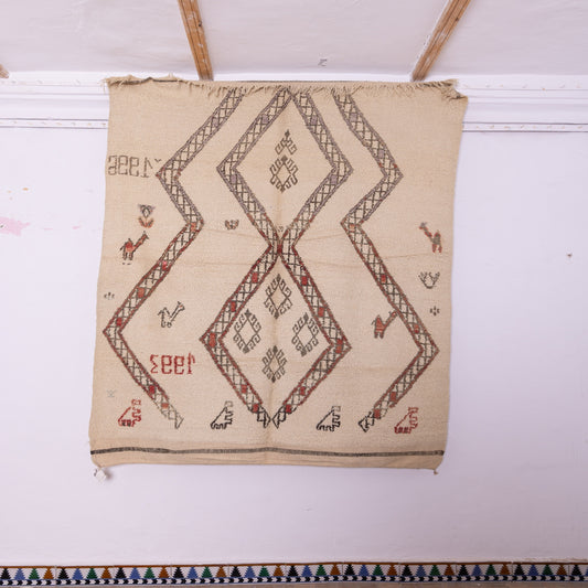 Vintage Moroccan Berber Rug – Handwoven Wool with Tribal Geometric Patterns