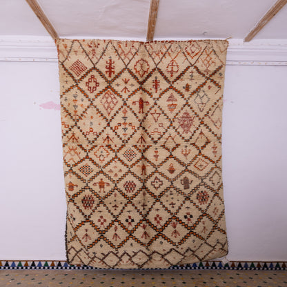 Vintage Moroccan Berber Rug – Handwoven Wool Carpet with Tribal Motifs ;  10,99 ft / 6,23 ft