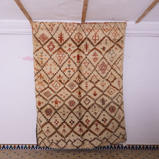 Vintage Moroccan Berber Rug – Handwoven Wool Carpet with Tribal Motifs