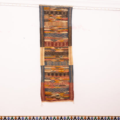 Moroccan Corridor Rug - Handwoven Runner - Earthy Tones & Geometric Panels