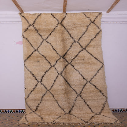 Handwoven Moroccan Beni Ourain Rug – Authentic Berber Wool Carpet ;  12,80 ft  /6,89 ft