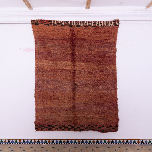 Vintage Moroccan Berber Rug – Handwoven Wool from Moyen Atlas – Rich Earthy Tones & Tribal Accents – Authentic Beni Mguild Carpet – Bohemian & Rustic Decor