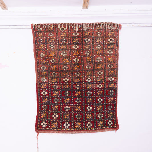 Vintage Zamour Rug - Handwoven Moroccan Berber Carpet - Floral Geometric Wool Rug - Authentic Bohemian Tribal Decor - Rare Collectible Rug