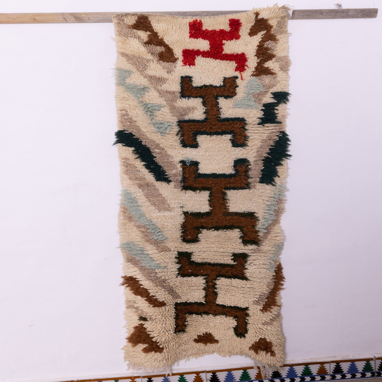 Vintage Azilal Berber Rug - Abstract Tribal Moroccan Wool Runner - Boho Wall Hanging