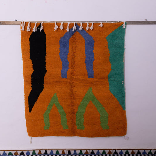 Handmade Boujad Moroccan Rug – Authentic Berber Wool Carpet – Unique Tribal Design