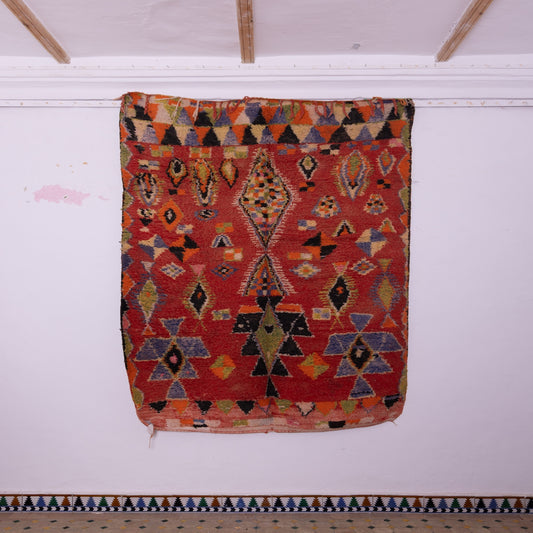 Vintage Moroccan Berber Rug – Handmade Wool Carpet with Bold Tribal Patterns – Bohemian Boho Chic Decor