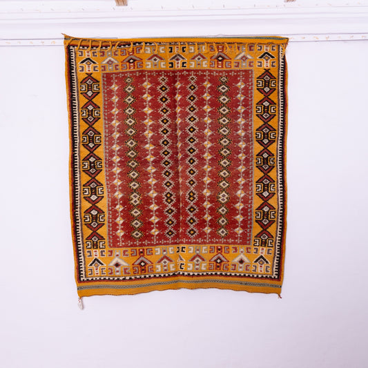 Vintage Moroccan Taznakht Rug - 100% Wool Handwoven Berber Carpet - Traditional Atlas Mountain Rug - Unique Tribal Home Decor