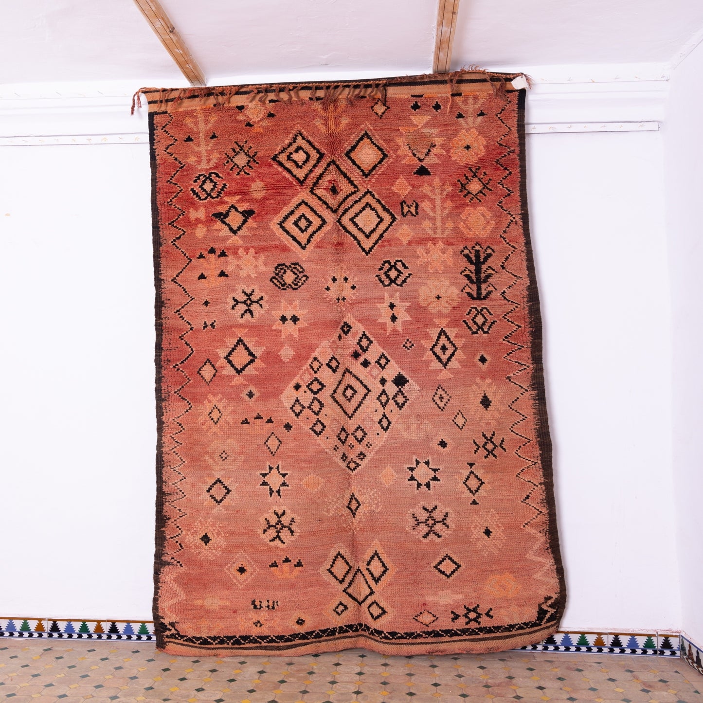 Vintage Moroccan Rehamna Rug – Handwoven Tribal Berber Carpet ; 10,83 ft / 5,58 ft