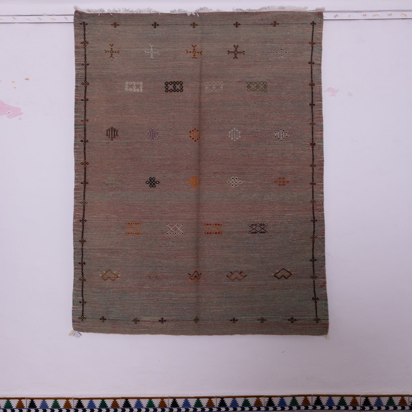 Handwoven Moroccan Akhnif Rug – Earthy Toned Berber Wool & Cotton Carpet