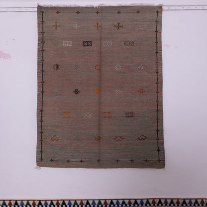 Handwoven Moroccan Akhnif Rug – Earthy Toned Berber Wool & Cotton Carpet