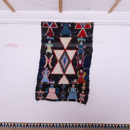 Vintage Moroccan Boucherouite Rug – Handwoven Tribal Berber Carpet – Unique Folk Art Textile