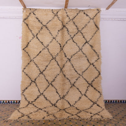 Authentic Moroccan Beni Ourain Rug | Handwoven Wool Carpet with Plush Texture ;  13,12 ft  /  6,89 ft