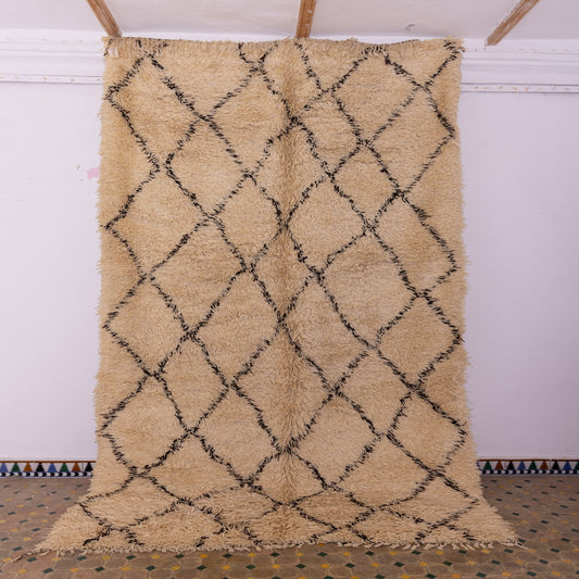 Authentic Moroccan Beni Ourain Rug - Handwoven Wool Carpet with Plush Texture
