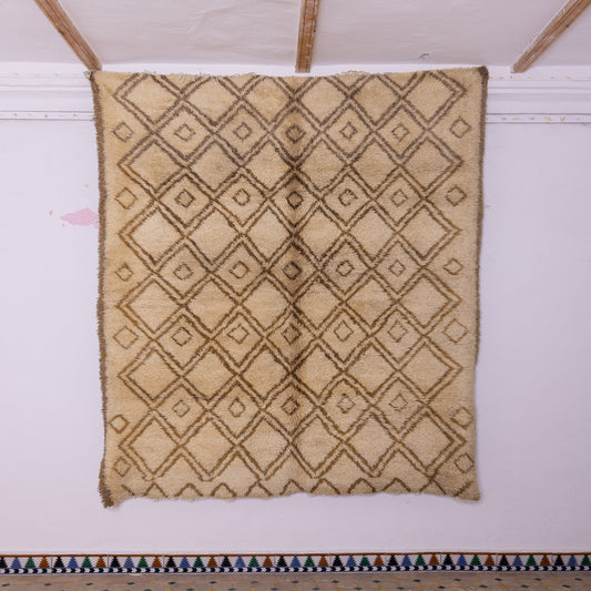 Handmade Moroccan Beni Ourain Rug – Authentic Berber Wool Carpet – Geometric Diamond Pattern – Cozy & Timeless Home Decor