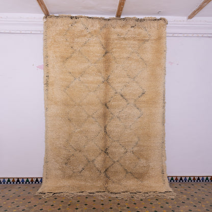 Vintage Moroccan Beni Ourain Rug – Authentic Handwoven Wool Berber Carpet ;  12,14 ft /  5,91 ft