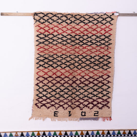 Vintage Azilal Rug – Handwoven Moroccan Wool Runner with Diamond Gradient Pattern  – Boho Tribal Decor