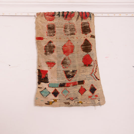 Vintage Moroccan Corridor Rug - Handwoven Berber Runner with Tribal Geometric Patterns - Narrow Wool Hallway Carpet