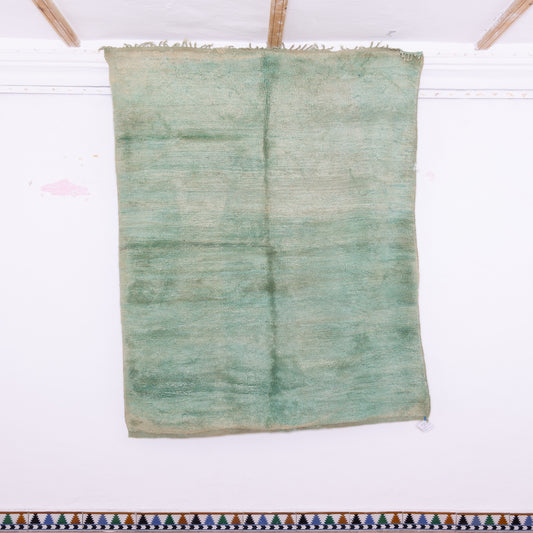 Vintage Green Moroccan Berber Rug - Handmade Wool Area Rug - Authentic Mid-Century Beni Mguild Carpet - Bohemian Tribal Decor