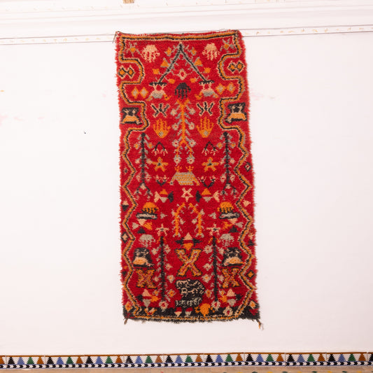 Authentic Moroccan Corridor Rug - 80% Wool & 20% Cotton - Handwoven Vintage Berber Rug - Perfect for Hallways & Entryways