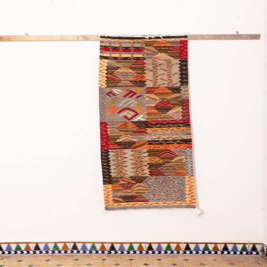 Moroccan Corridor Rug - Handwoven Runner - Eclectic Tribal Patchwork