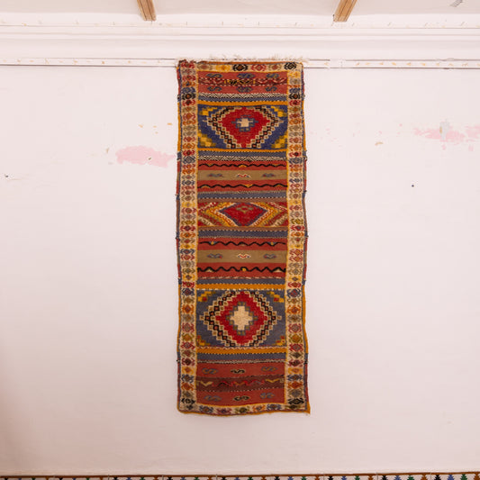 Moroccan Corridor Rug - Handwoven Runner - Classic Tribal Medallion Design