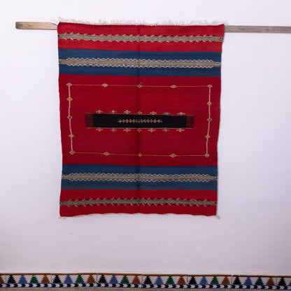 Handwoven Moroccan Akhnif Rug – Bold Berber Wool & Cotton Carpet