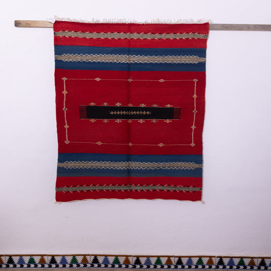 Handwoven Moroccan Akhnif Rug – Bold Berber Wool & Cotton Carpet