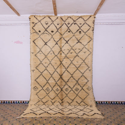 Vintage Beni Ourain Rug – Authentic Moroccan Wool Carpet – Handwoven Berber Rug – Geometric Diamond Design – Soft & Plush Boho Area Rug ;  13,12 ft / 6,07 ft