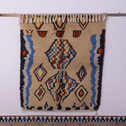 Handmade Boujad Moroccan Rug – Vintage Berber Wool Carpet – Unique Tribal Geometric Design