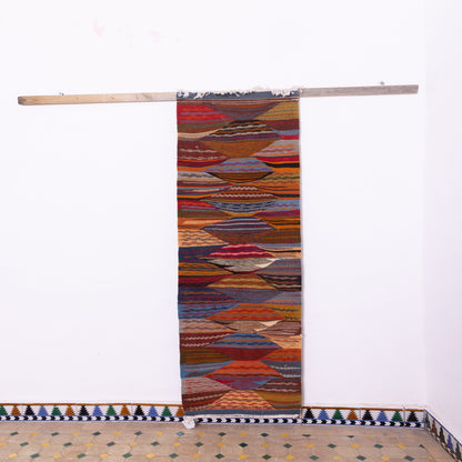 Handwoven Moroccan Akhnif Runner Rug – Vibrant Geometric Design ; 6,73 ft  / 1,97 ft